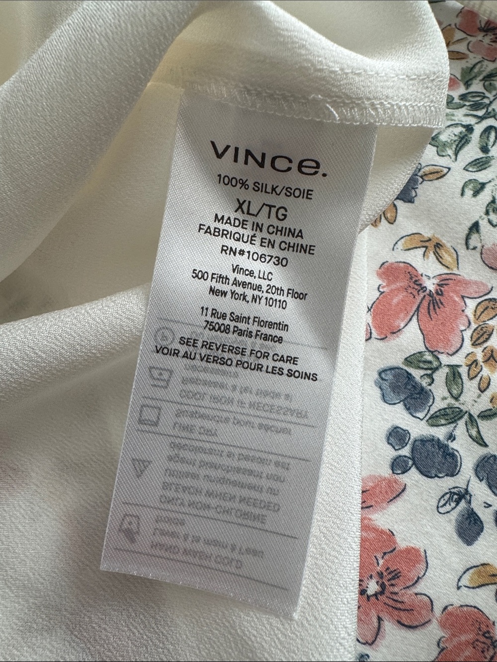 VINCE- Cream Short Sleeve Silk V-Neck Button Up Blouse XL - Picture 6 of 7